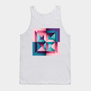 Abstract, combined Geometric shapes in salmon pink and blue Tank Top